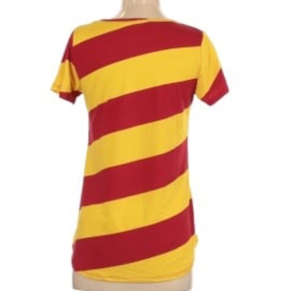 Lularoe Classic Tee XS Gryffindor Diagonal Stripe Red and Yellow - Picture 2 of 7